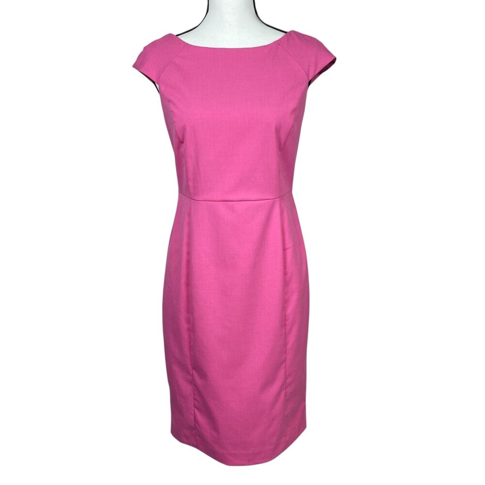 Banana Republic Women's Sheath Dress 10P Petite Pink Cap Sleeve Workwear Career